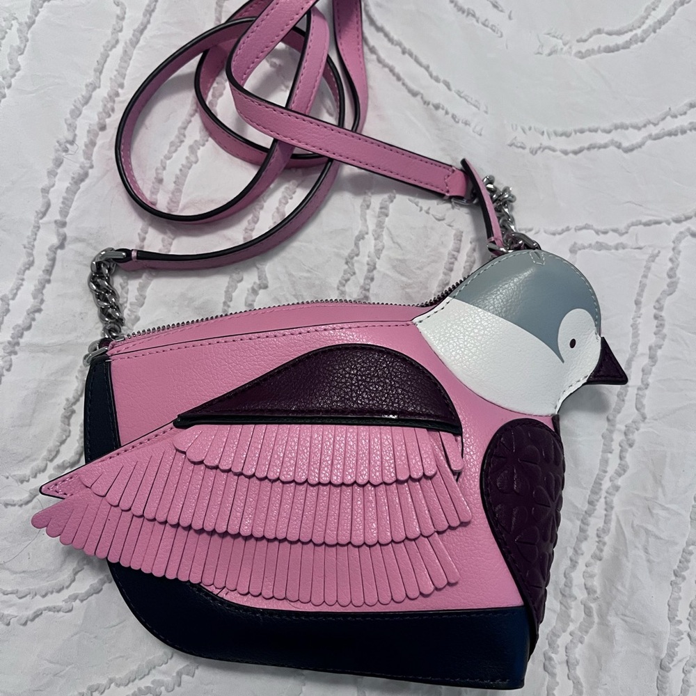 Kate Spade Pink and Purple Bird Crossbody Bag